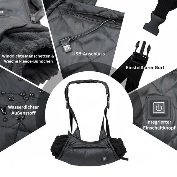 Premium Heated Hand Muff USB Powered With Belt
