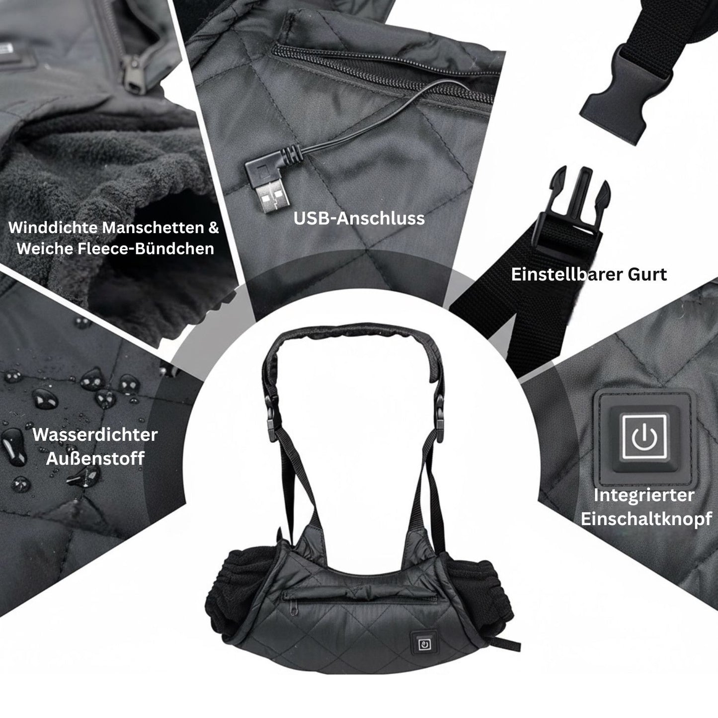 Premium Heated Hand Muff USB Powered With Belt